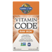 Garden Of Life Vitamin Code Raw Iron 22mg GENTLE 30 Vegan Capsules