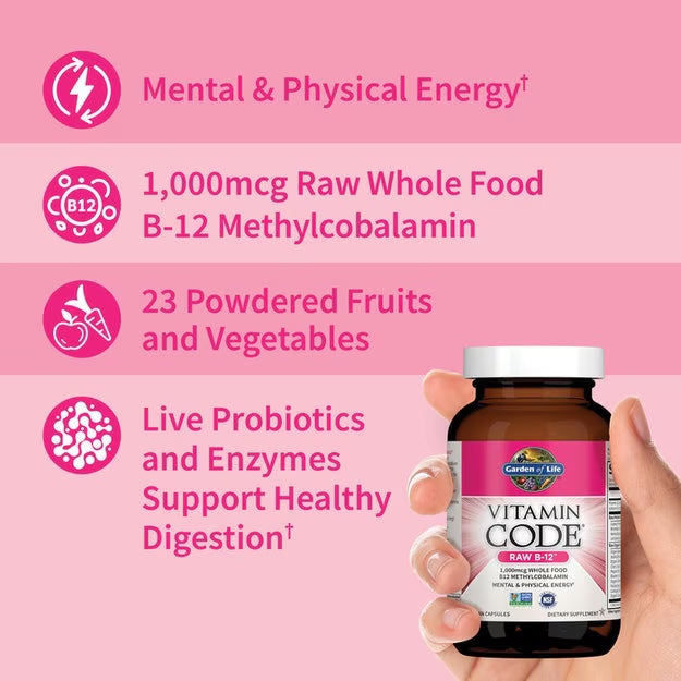 Garden of Life Vitamin Code Raw B-12, 1000mcg Methylcobalamin, 