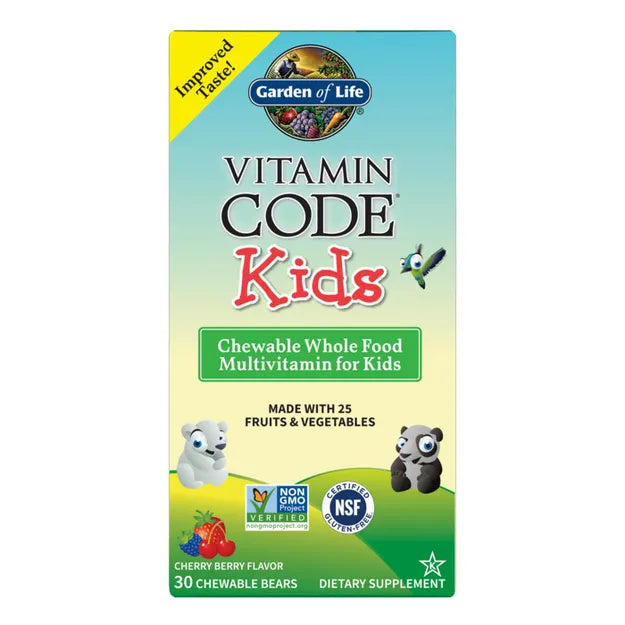 Garden of LIfe Vitamin Code Kids, Cherry Berry Flavour, Chewable Bears. 