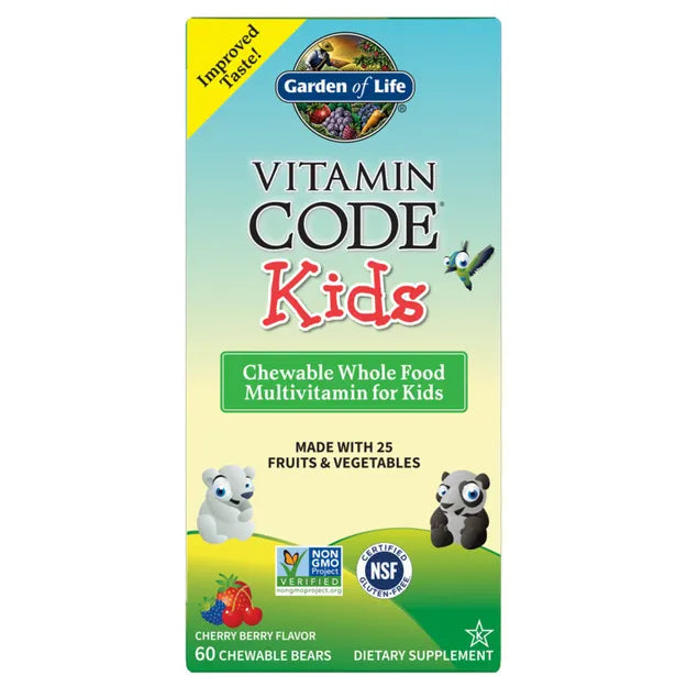 Garden of LIfe Vitamin Code Kids, Cherry Berry Flavour, Chewable Bears. 