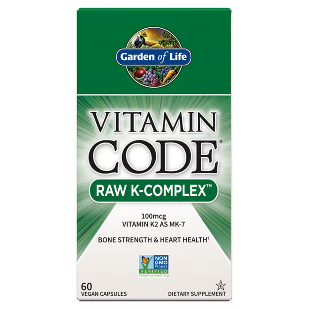 Garden of Life Vitamin Code Raw K Complex box, 60 capsules.