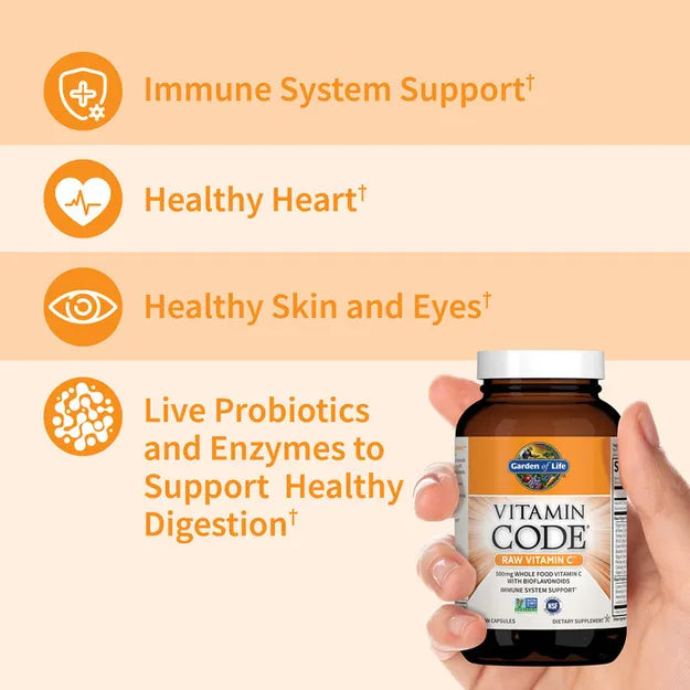 Garden of Life Vitamin Code Raw Vitamin C 500mg Veg Capsules