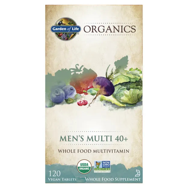 Garden Of Life mykind Organics Men's Multi 40+ Multivitamin tablets.