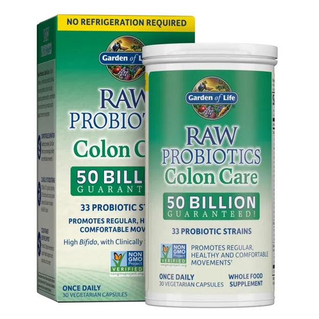 Garden of Life Raw Probiotics Colon Care Shelf-Stable 30 Capsules.