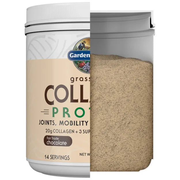 Garden of Life Grass Fed Collagen Protein Chocolate Powder.