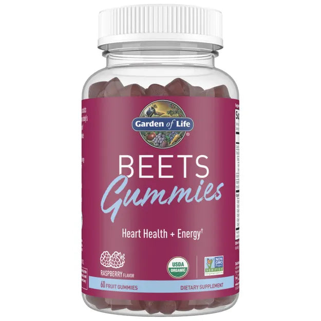 Garden of Life Beets Gummies Heart Health + Energy Raspberry 60 Fruit Gummies.