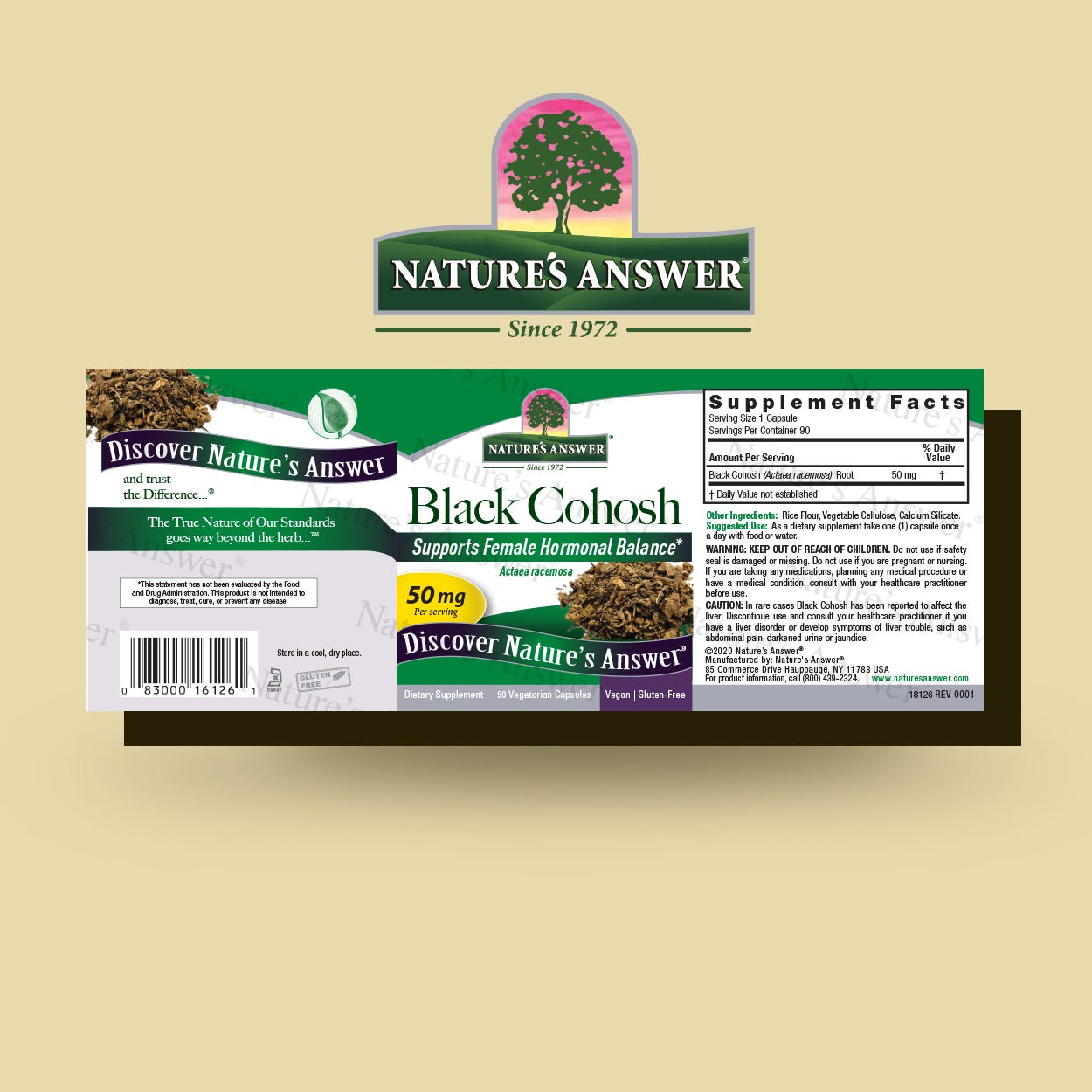 Nature's Answer Black Cohosh Root 50mg Capsules 90 barcode packaging