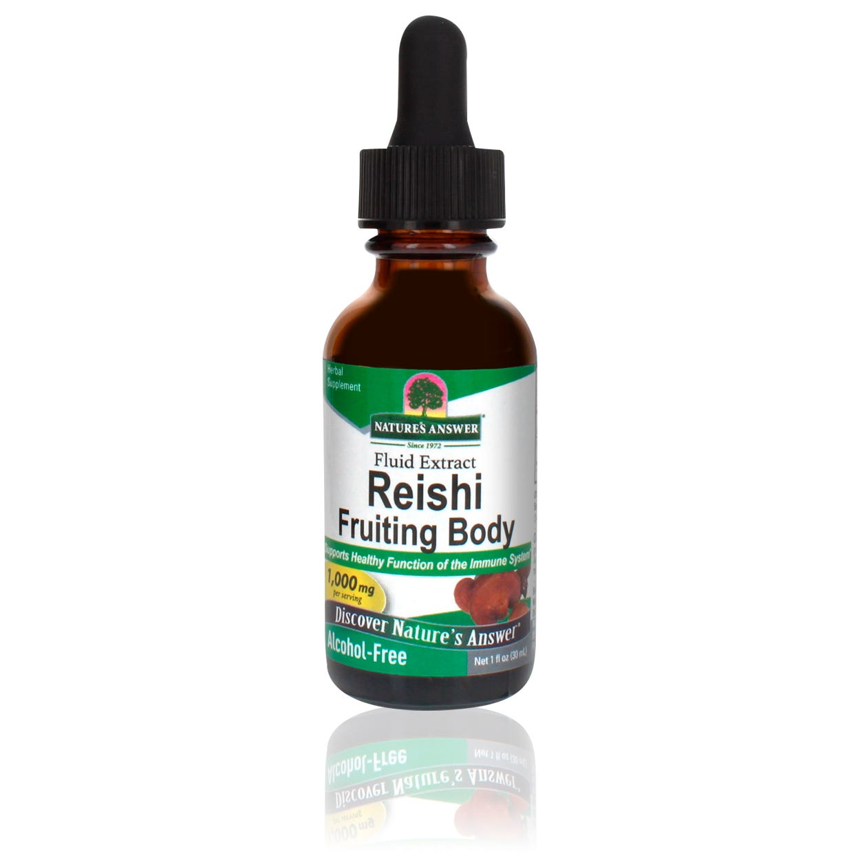 Nature's Answer Reishi Fruiting Body Alcohol-Free Extract 30ml liquid supplement front label