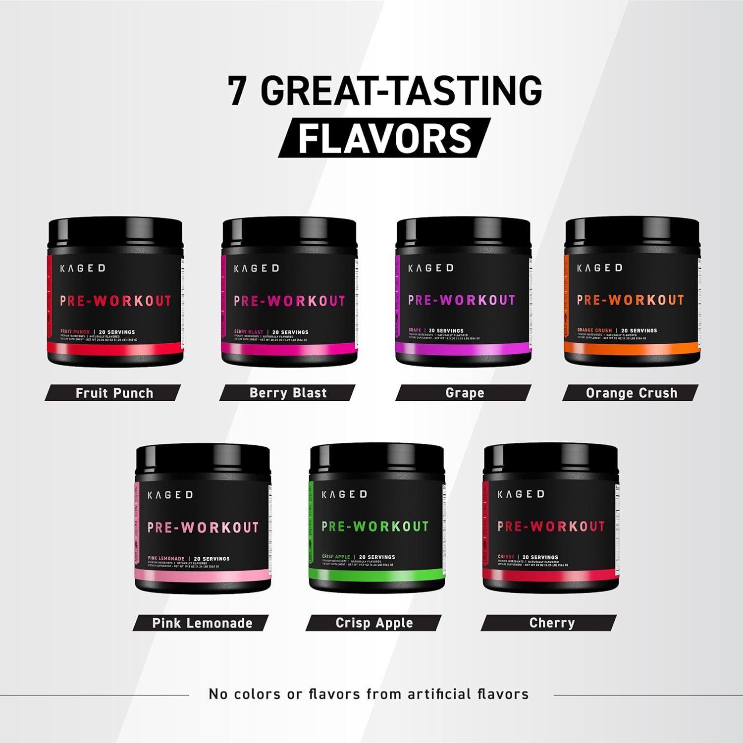 Kaged Pre Workout Supplement Powder variants.