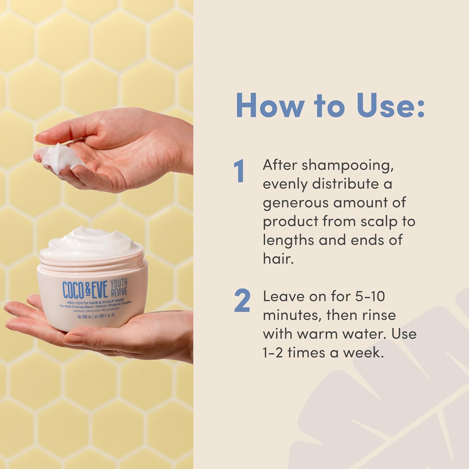 How to Use: Applying Coco & Eve hair mask to damp hair in shower.