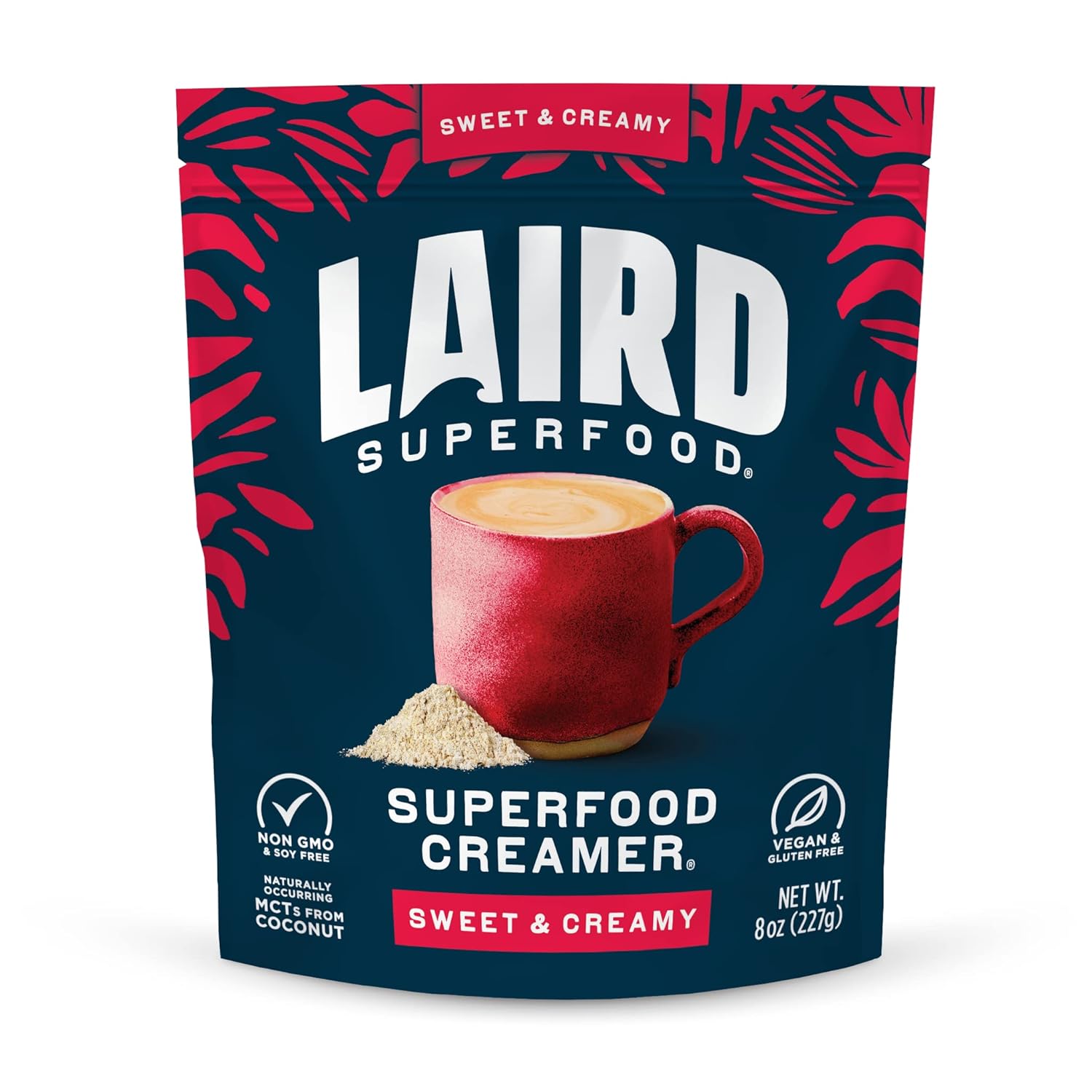 Laird Superfood sweet and creamy non-dairy coffee creamer front pack 227g on white background