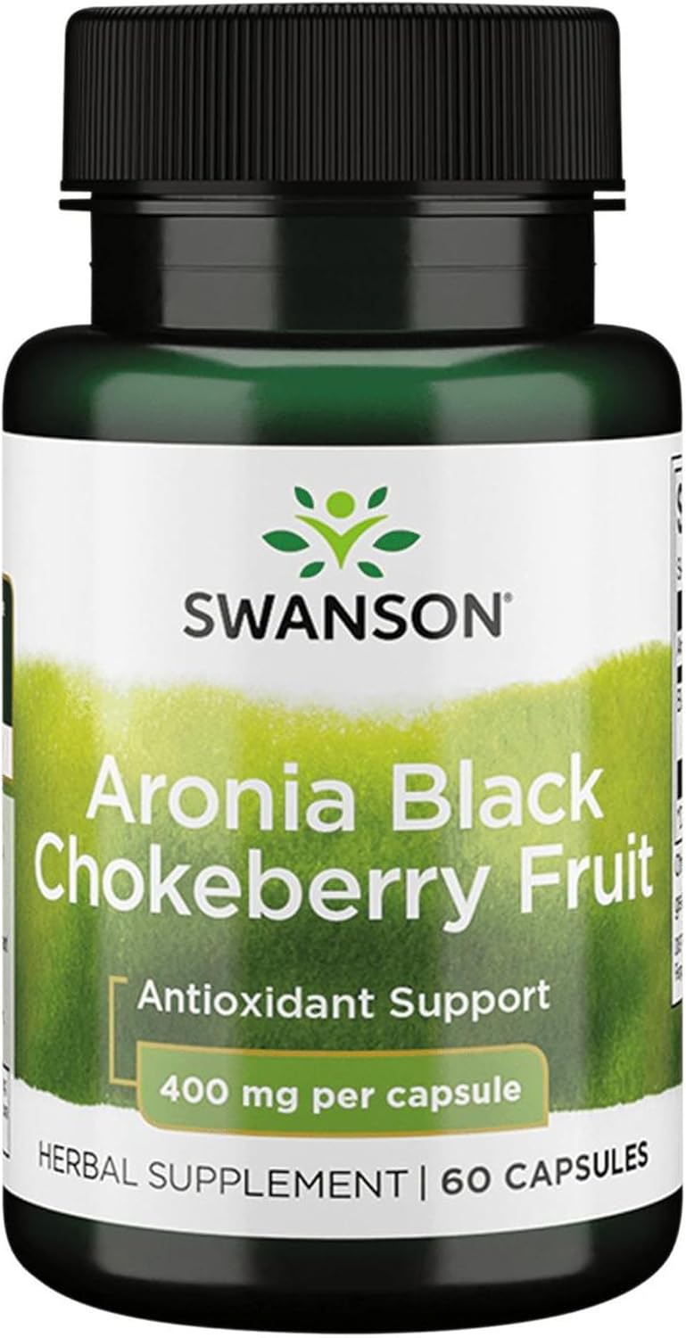 Swanson Aronia Black Chokeberry Fruit supplement bottle on a white background