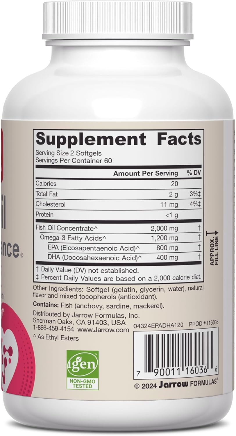 Barcode Image: Jarrow Formulas fish oil EPA DHA balance 1200mg 120 softgels barcode packaging