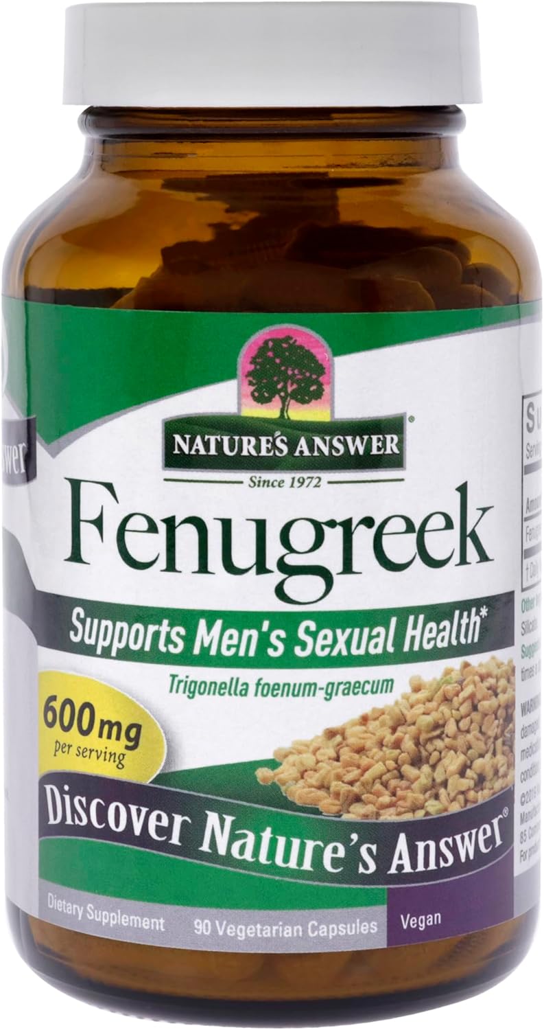 Nature’s Answer Fenugreek Seed vegetarian capsules 90 count bottle front view