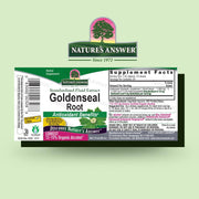 Natures Answer Goldenseal Root supplement label on a light green background