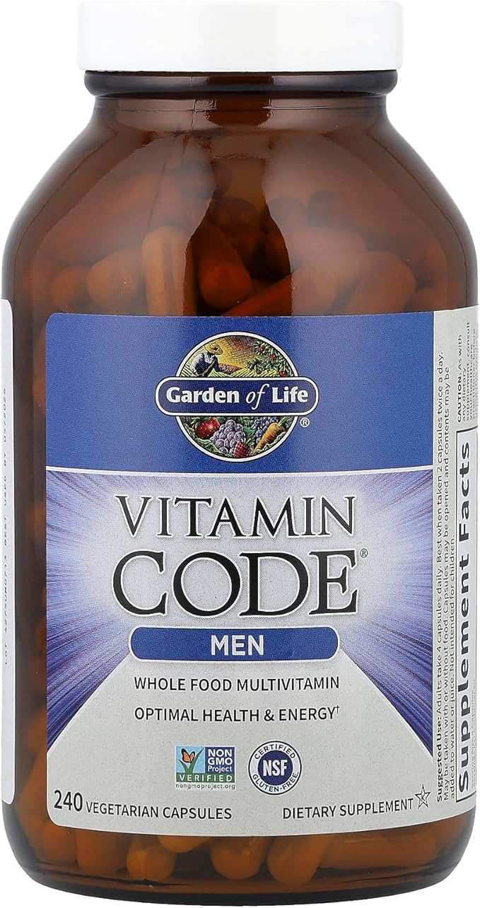 Garden of Life Vitamin Code for Men bottle with 240 vegetarian capsules.