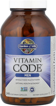 Garden of Life Vitamin Code for Men bottle with 240 vegetarian capsules.