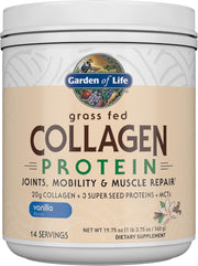 Garden of Life Grass Fed Collagen Protein Powder tub, Vanilla, 560g.