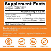 Supplement facts label for Doctor's Best high-potency Ginkgo extract.