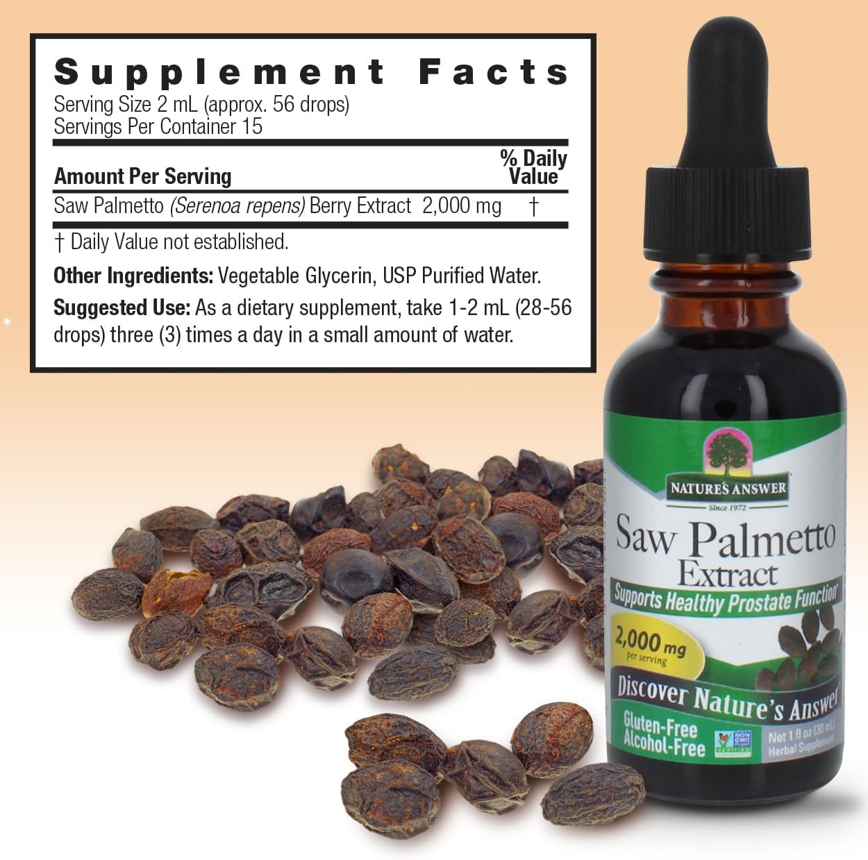 Nature’s Answer Saw Palmetto Extract, Alcohol Free - 2,000mg – 30mL