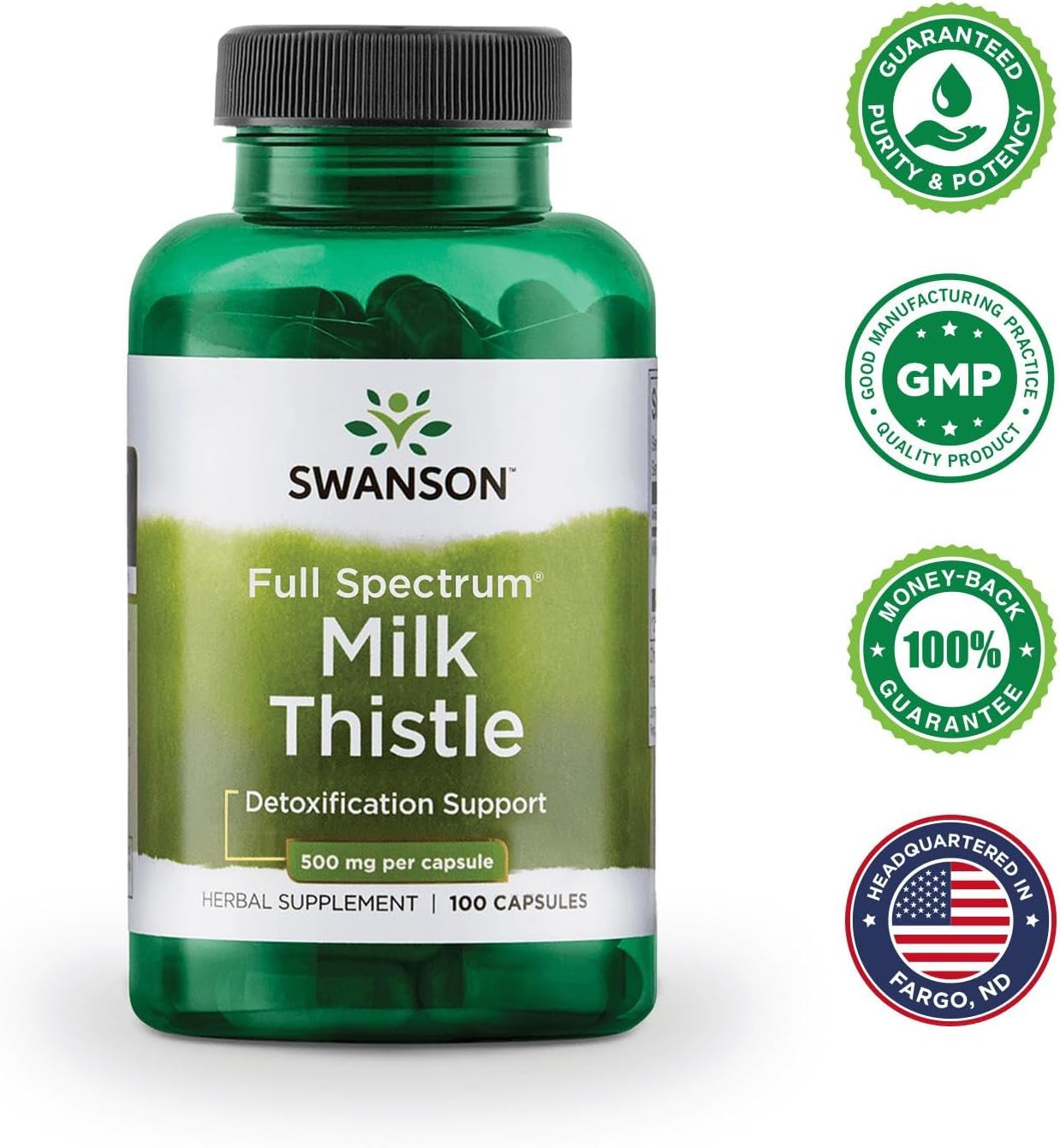 Swanson Full Spectrum Milk Thistle 500mg – 100 Vegan Capsules