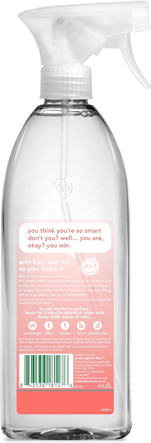 Method Anti-Bac All Purpose Cleaner Peach Blossom Spray 828ml barcode packaging image