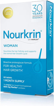 Nourkrin Woman Hair Support Supplement box, 60 tablets, on white background.