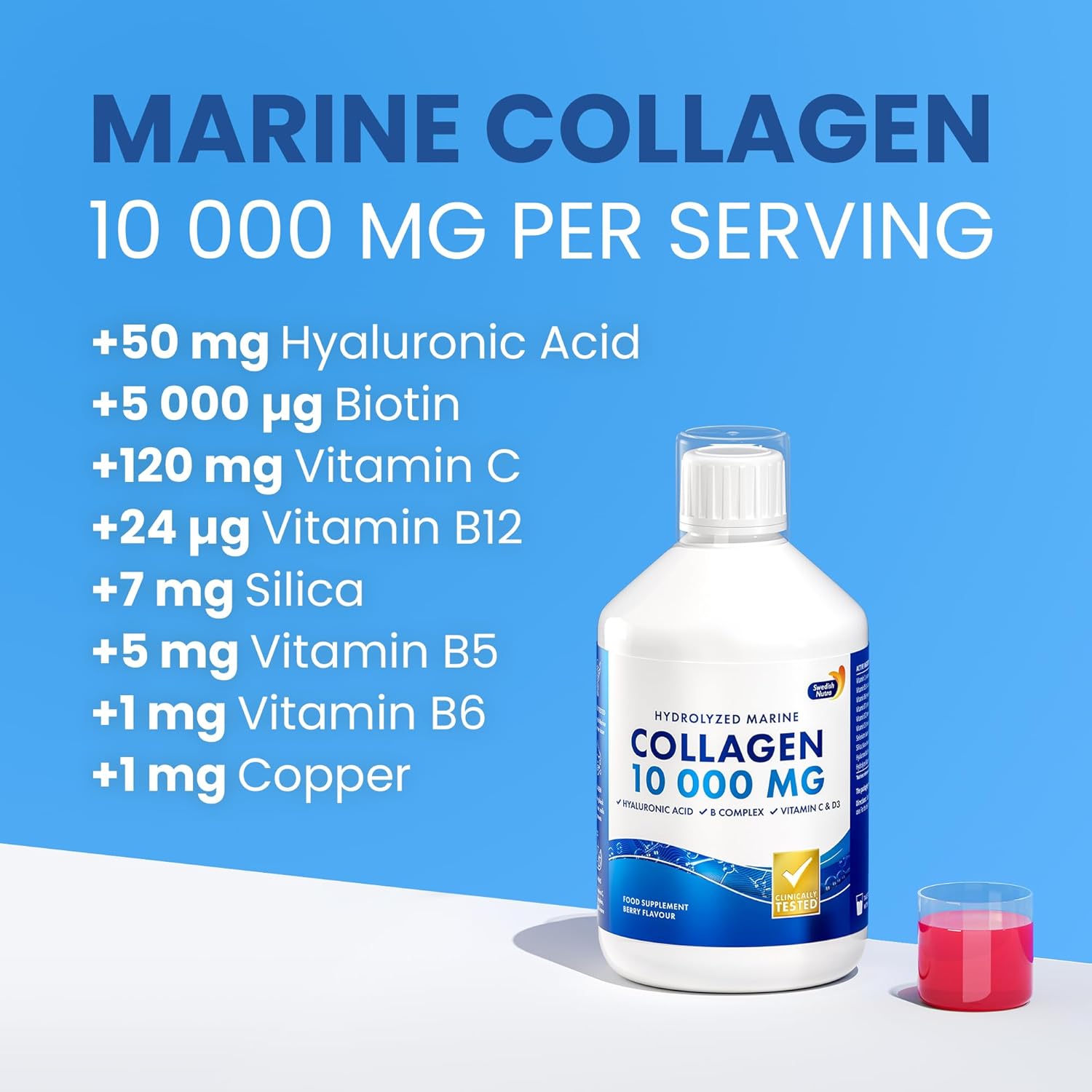 Swedish Nutra Marine Collagen 10000mg Liquid Berry 500ml
