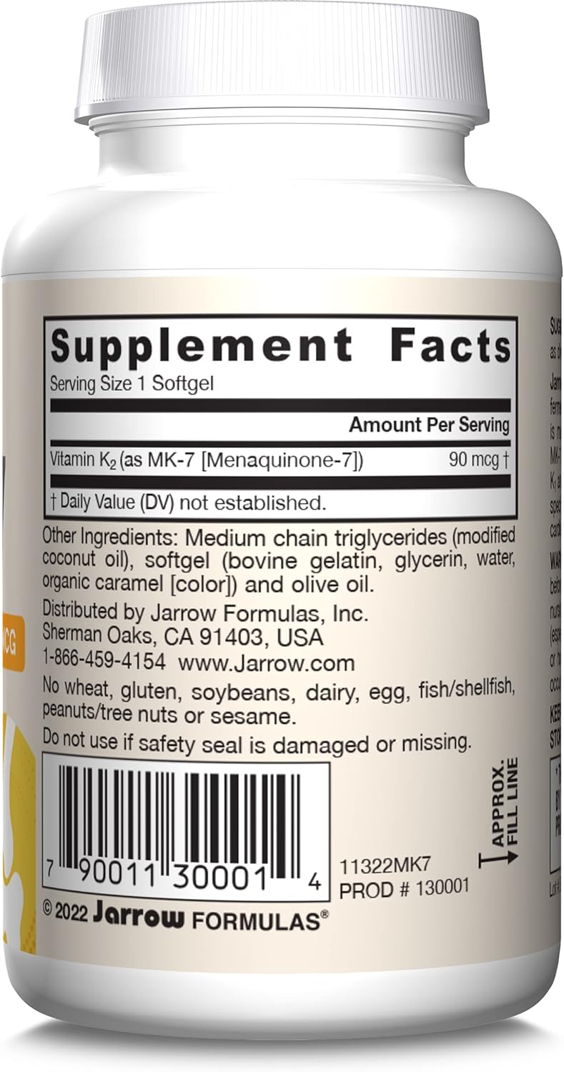 Jarrow Formulas MK-7 - 90 mcg – 60-120 Softgels