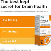 Equazen Liquid supplement box with nutritional information on an orange background