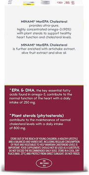 Supplement facts label for Minami MorEPA showing plant sterols, EPA, and botanical extracts.