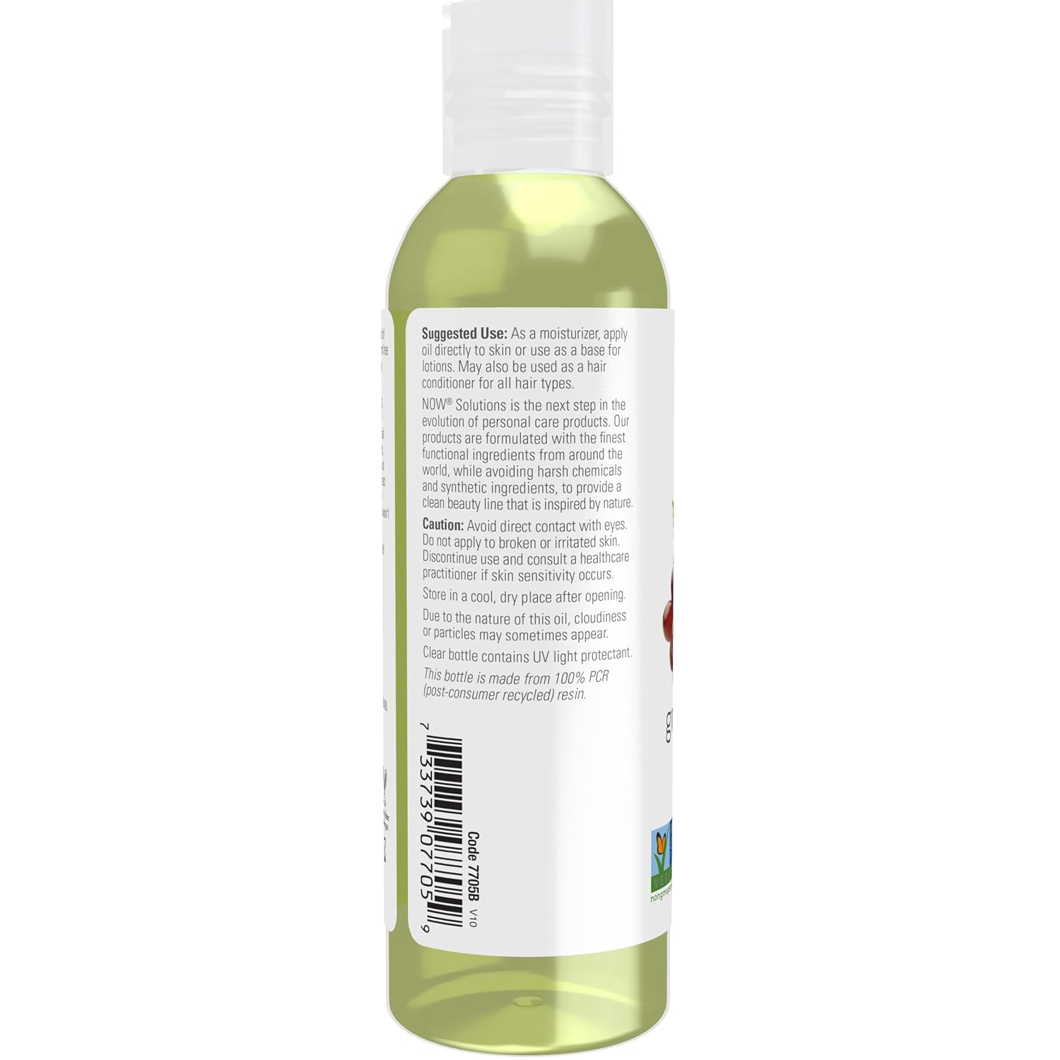 Barcode and product details for NOW Grapeseed Oil, 118ml