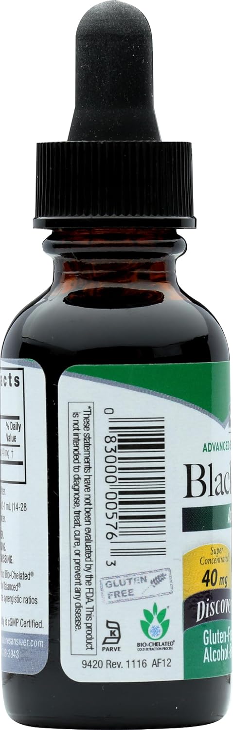Bottle of Blackmores liquid supplement with dropper on a white background
