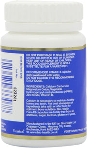Bio-Health Extra Calcium+ mineral supplement facts capsules 60 capsules