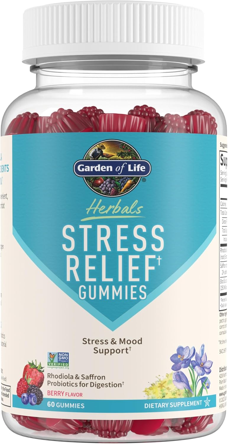  Bottle of Garden of Life Herbals Gummies with Rhodiola & Saffron, 60 berry-flavored gummies.