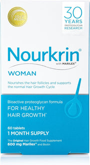 Nourkrin Woman Hair Support Supplement box, 60 tablets, on white background.