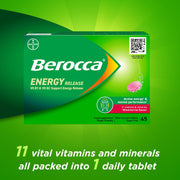 Berocca Vitamin C & B Complex Effervescent Tablets - Mixed Berries Flavour - 45 Count