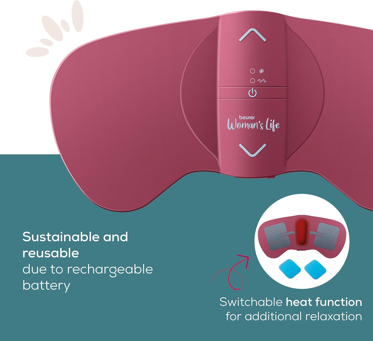 Beurer EM50 Menstrual Relax Device, Rechargeable - Pink