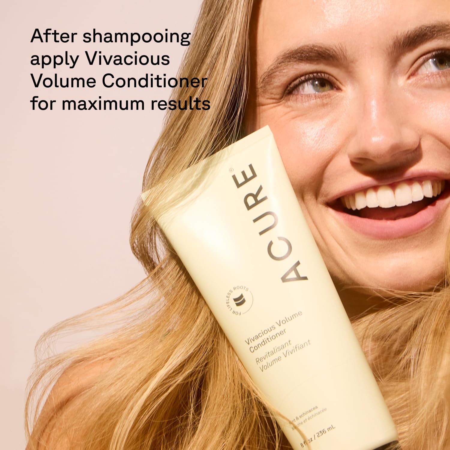 Acure Vivacious Volume Conditioner lightweight vegan conditioner for fine hair 236ml lifestyle image