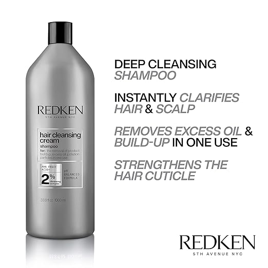Redken Detox Hair Cleansing Cream Clarifying Shampoo bottle, 1000ml formulation.