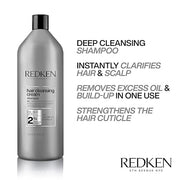 Redken Detox Hair Cleansing Cream Clarifying Shampoo bottle, 1000ml formulation.