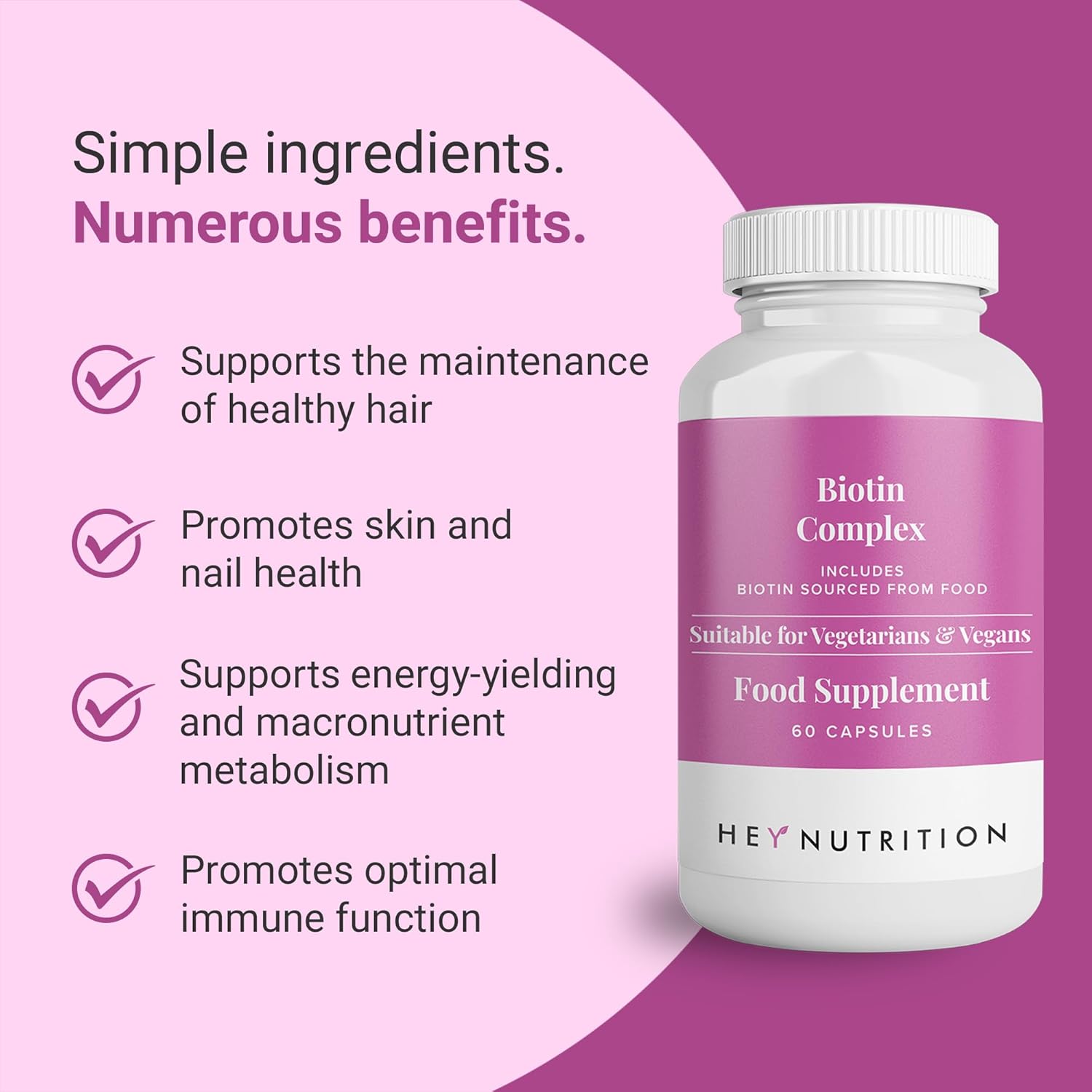 Hey Nutrition Biotin Complex with Zinc & Selenium - 60 Capsules