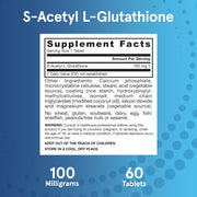 Supplement Facts Image: Jarrow Formulas s acetyl l glutathione 100mg supplement facts and ingredients 60 count