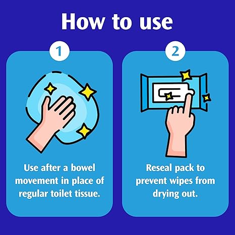 Pack of Anusol Soothing and Cleansing Wipes, 30 count, on how to use.