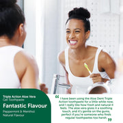 How to Use Image: Aloe Dent triple action toothpaste brushing teeth daily use 100ml