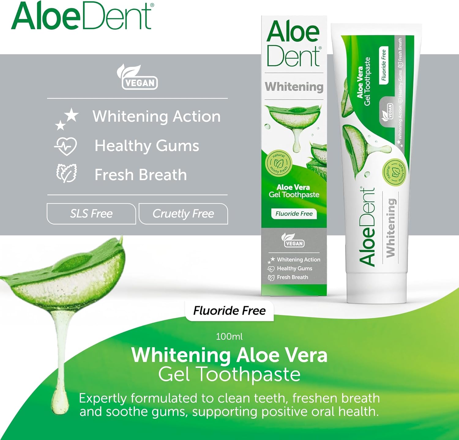 Aloe Dent Aloe Vera Whitening Toothpaste Fluoride Free - 100ml