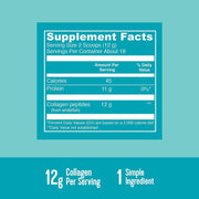 Supplement facts & ingredients image: Vital Proteins Marine Collagen Peptides powder unflavoured tub 221g ingredients label