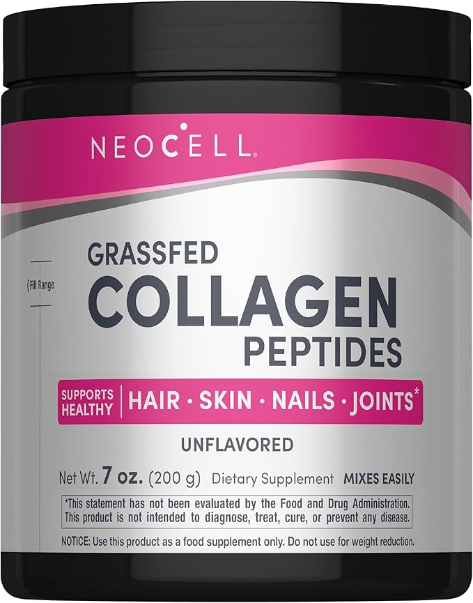 NeoCell Super Collagen Peptides Powder 200g canister, unflavored, on white background.