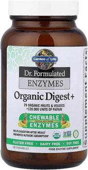 Garden of Life Dr. Formulated Organic Digest+ bottle, 90 chewable tablets.