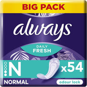 Front image: Always Dailies panty liners normal fresh protect breathable liners 54 pack